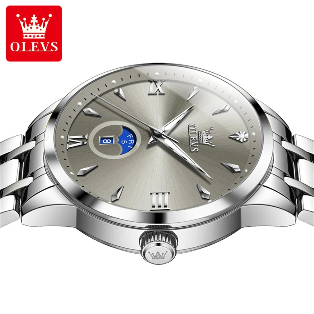 OLEVS 3646 mode montre à Quartz cadeau bracelet en acier inoxydable cadran rond montre-bracelet semaine affichage calendrier lumineux