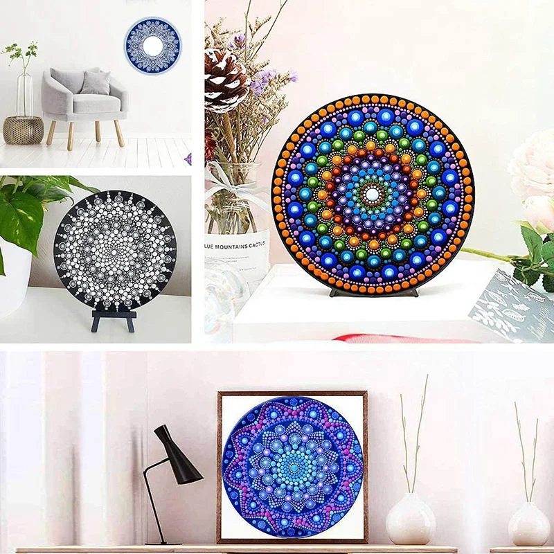 8 Pcs 15Cm Black Mandala Kraft Paper Round Cardboard For Painting DIY Cardboards For Artist Painter