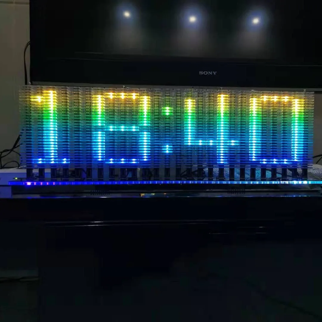 20-segments 20-level/30-level Music Spectrum Acrylic 3D Clock Cool Video Background Remote Control Voice Control Time Display