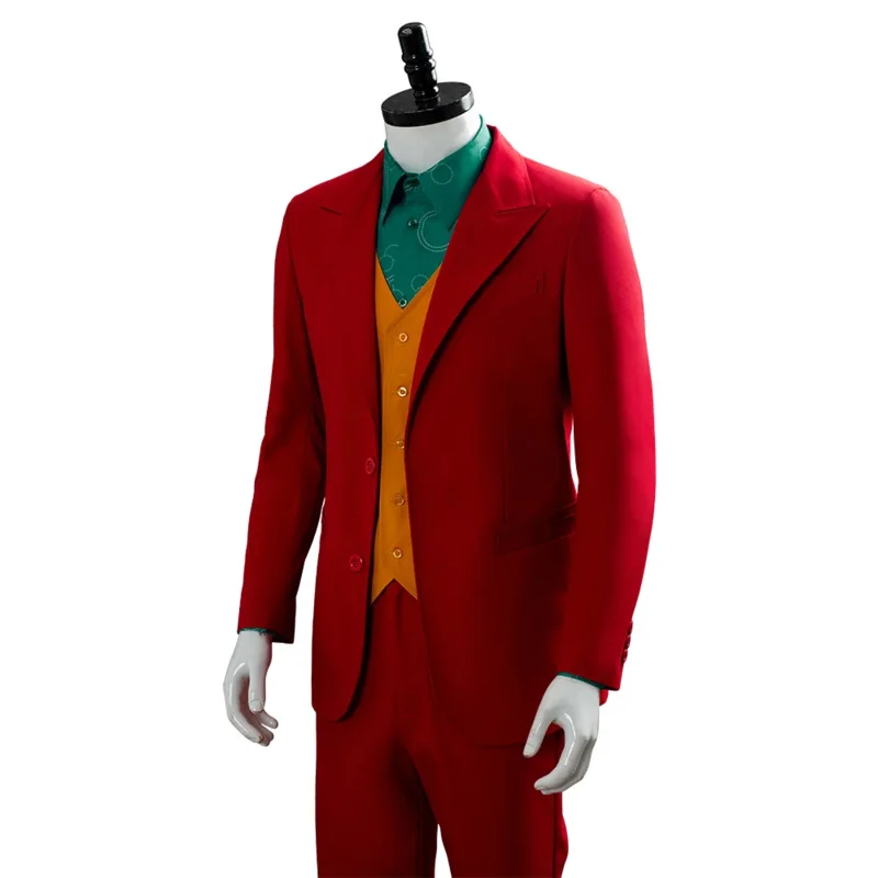 Männer Joker Cosplay Fantasia Perücken rot Anzüge Film Super Bösewicht Kostüm Verkleidung Erwachsenen männlich Fantasie Halloween Karneval Party Stoff