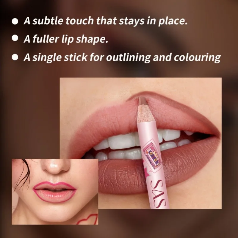 Superficie opaca in velluto 1 pezzo, tazza antiaderente, forma tridimensionale delle labbra, anti-sbavature, matita per labbra setosa, serie regalo ideale per le vacanze