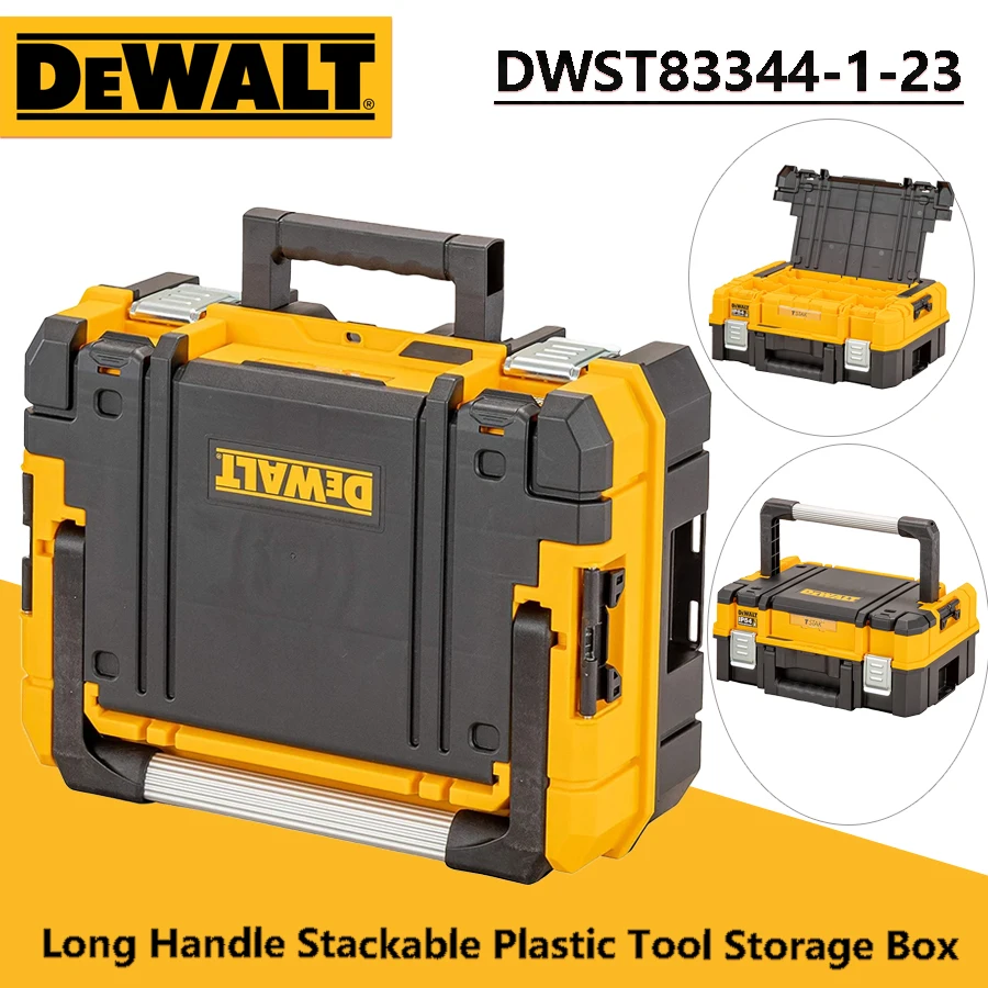 DEWALT DWST83344 IP54TSTAK Tool Storage Box Long Handle Multifunctional Storage Organizer Top Shallow Portable Plastic Tool Case