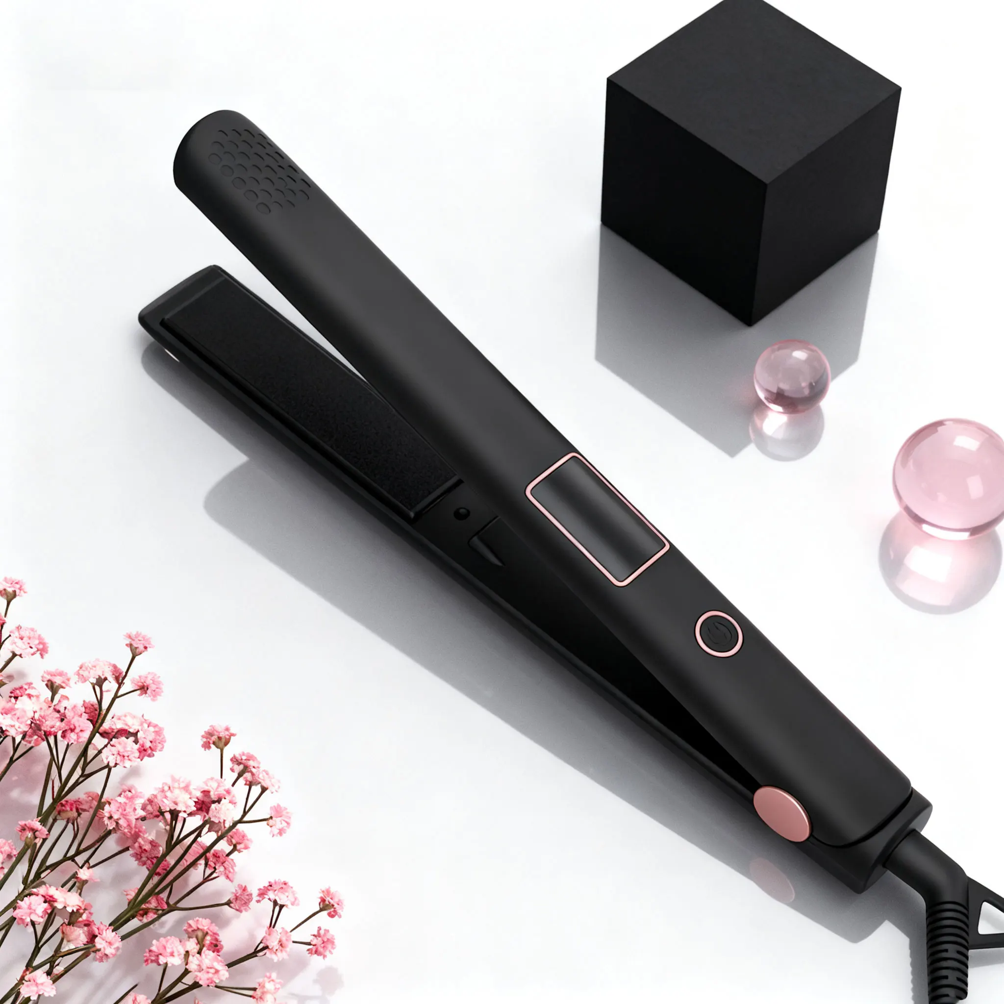 

1 pcs PTC Heater LCD display Flat Iron 2 in 1 Hair Straightener And Curler with 1 glove and 2 hair clips