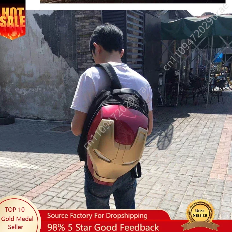 

Marvel Iron Man Motorcycle Bag Cartoon Light Up Cool Backpack Adult Travel Backpack Animation Large Capacity Cosplay Accessories