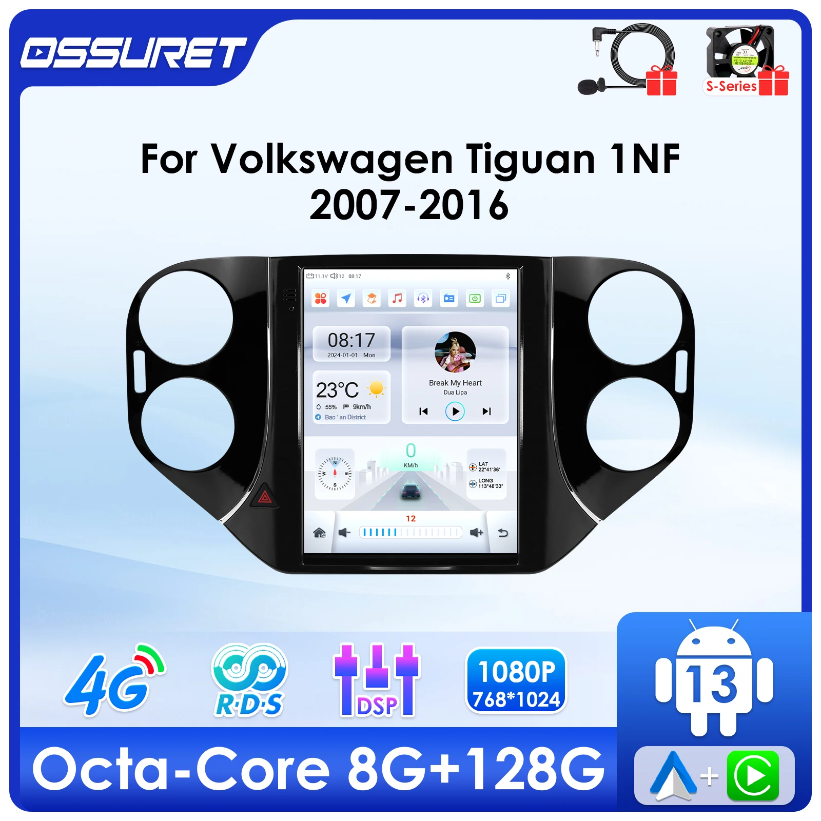 

9.7"Android 13 Autoradio for VW Volkswagen Tiguan 1NF 2007-2016 Tesla Style Multimedia player GPS navi Stereo 4G 7862 Carplay