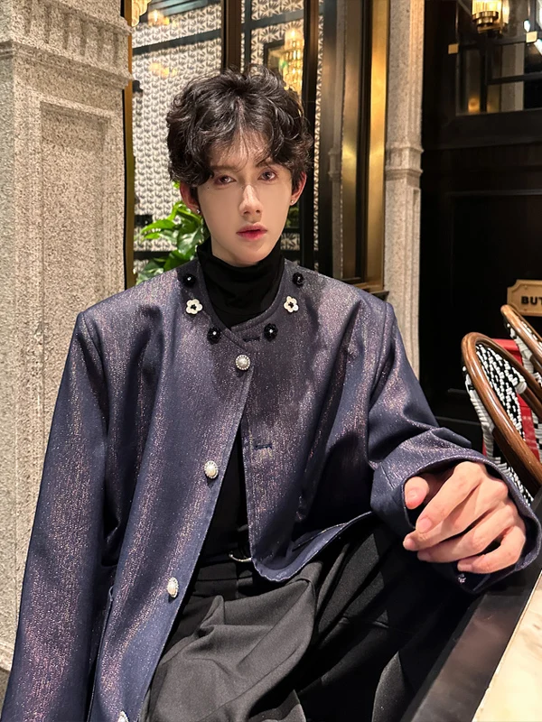 

Куртка TANGZ Studio с блестящими наплечными подушками, свободного кроя, из полиэстера, в корейском стиле, молодежная, модная, для мужчин...