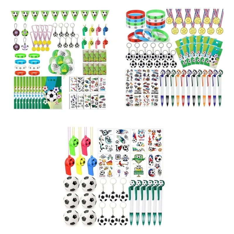 

Soccer Bag Decorate in Fashion with Invitation Cards Fillers Bags Bracelets Whistles and Temporary Sticker Birthday Tool