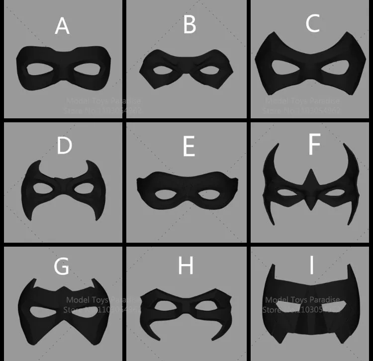 1/6 1/12 escala hombres soldado Cosplay murciélago Robin máscara de ojos superhéroe Retro media cara máscara ajuste 12 pulgadas cuerpo de figura de acción