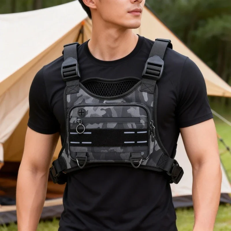 HDIRXG Lightweight Waterproof Tactical Molle Hiking Chest Bag Camouflage Camping Vest Bag Travel Multifunctional Storage Bag