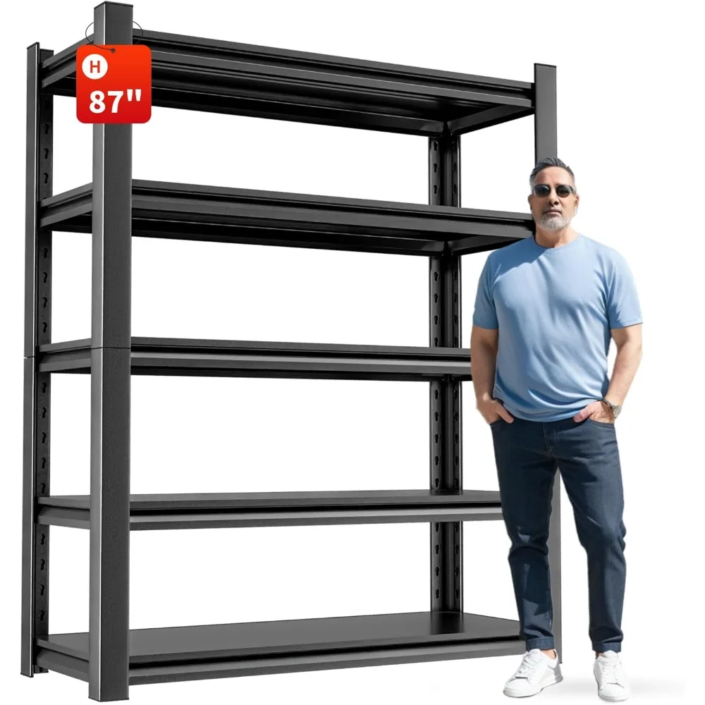 5-Tier Heavy Duty Steel Garage Shelving Unit, Adjustable Metal Utility Shelves, Industrial Storage Rack for Garage, Warehouse