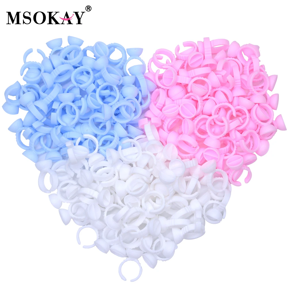 MSOKAY Wholesale 100Pcs/Bag Disposable Eyelash Extension Glue Ring Cup Tattoo Pigment Holder Container Lash Tools Supplier