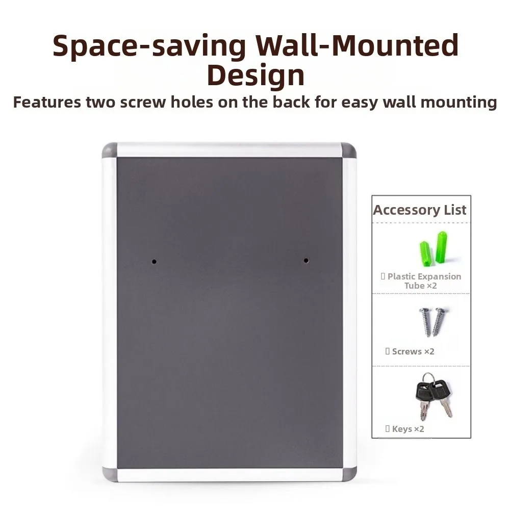 Aluminium Alloy Locking Ballot Box Secure Wall Mounted Newspaper Box Multifunctional with Lock Key Complaint Box Wall