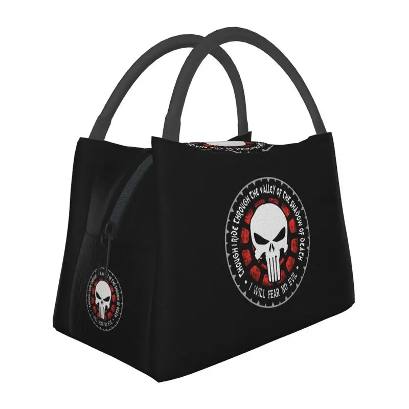 

Punishers Skeleton Skull Heavy Metal Insulated Lunch Bags for School Office Portable Thermal Cooler Lunch Box Women