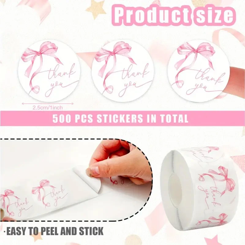 100-500pcs Pink Thank You Stickers Baking Birthday Wedding Party Gift Wrapping Label Scrapbook Cute Stationery Stickers