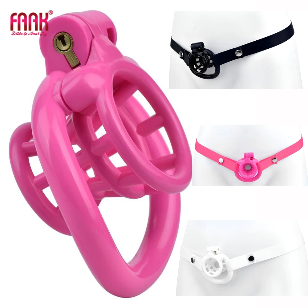 

FAAK Wearable Plastic Chastity Cage With 4 Sizes Ring BDSM Sex Toys For Men Strap-ons Light Cock Cage Penis Rings Adult Products