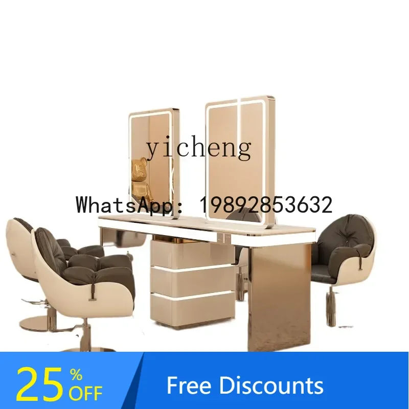 

BB Special hairdressing mirror table for HSN hair salon Barber shop Perm and dye mirror Stainless steel marble