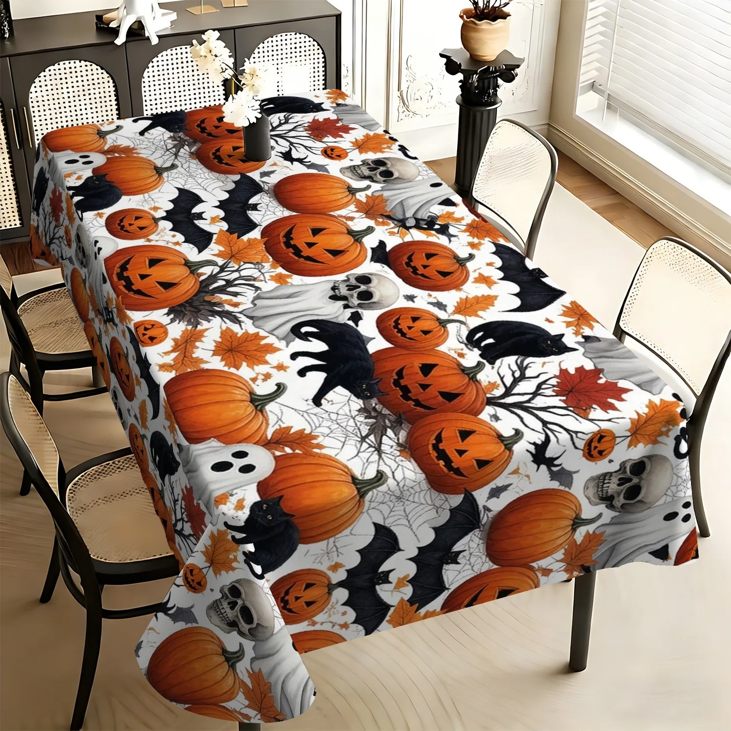 1pc Tablecloth, American Country Style with Turkey and Pumpkin Pattern, Soft and Stylish. Suitable for Dining Tables, Restaurant