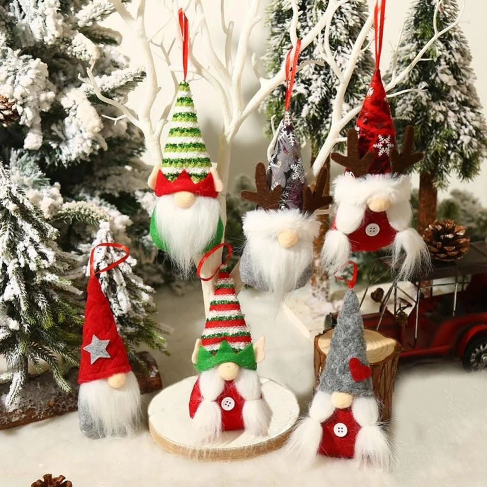 2 Pcs/lot Gnome Christmas Decorations Faceless Doll Christmas Tree Decoration Drop Ornaments Kids Xmas Gift Couple Doll navidad