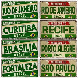 Artsian brasile punto di riferimento targa Rio De Janeiro Metal Sign City State decorativo Car Plate Wall Decor Garage Bar Pub Club