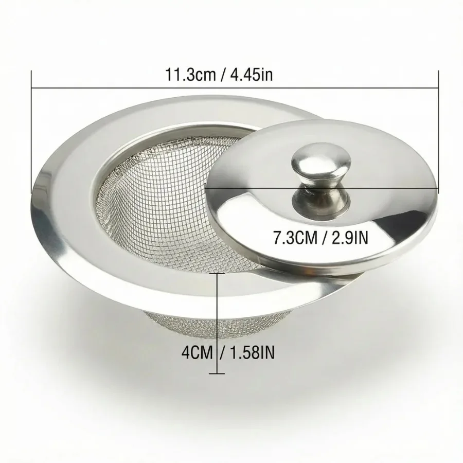 2-Pack Stainless Steel Sink Strainer Mesh - Durable Drain Hair Trap for Hassle-Free Kitchen & Bathroom Sewer Use - Detail 1