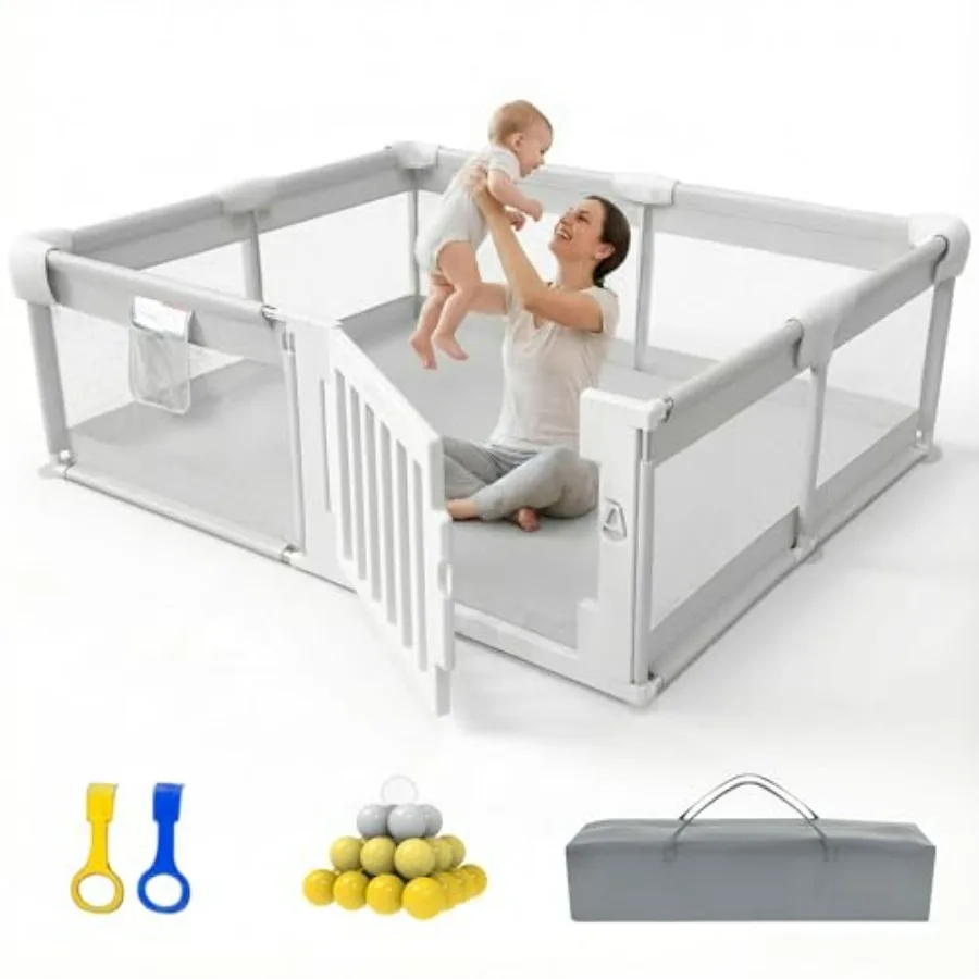 

71 ×59 Baby Playpen with Gate Large Baby Play Pen for Babies and Toddlers Infant Fence Play Yard with Door for Living Room Anti