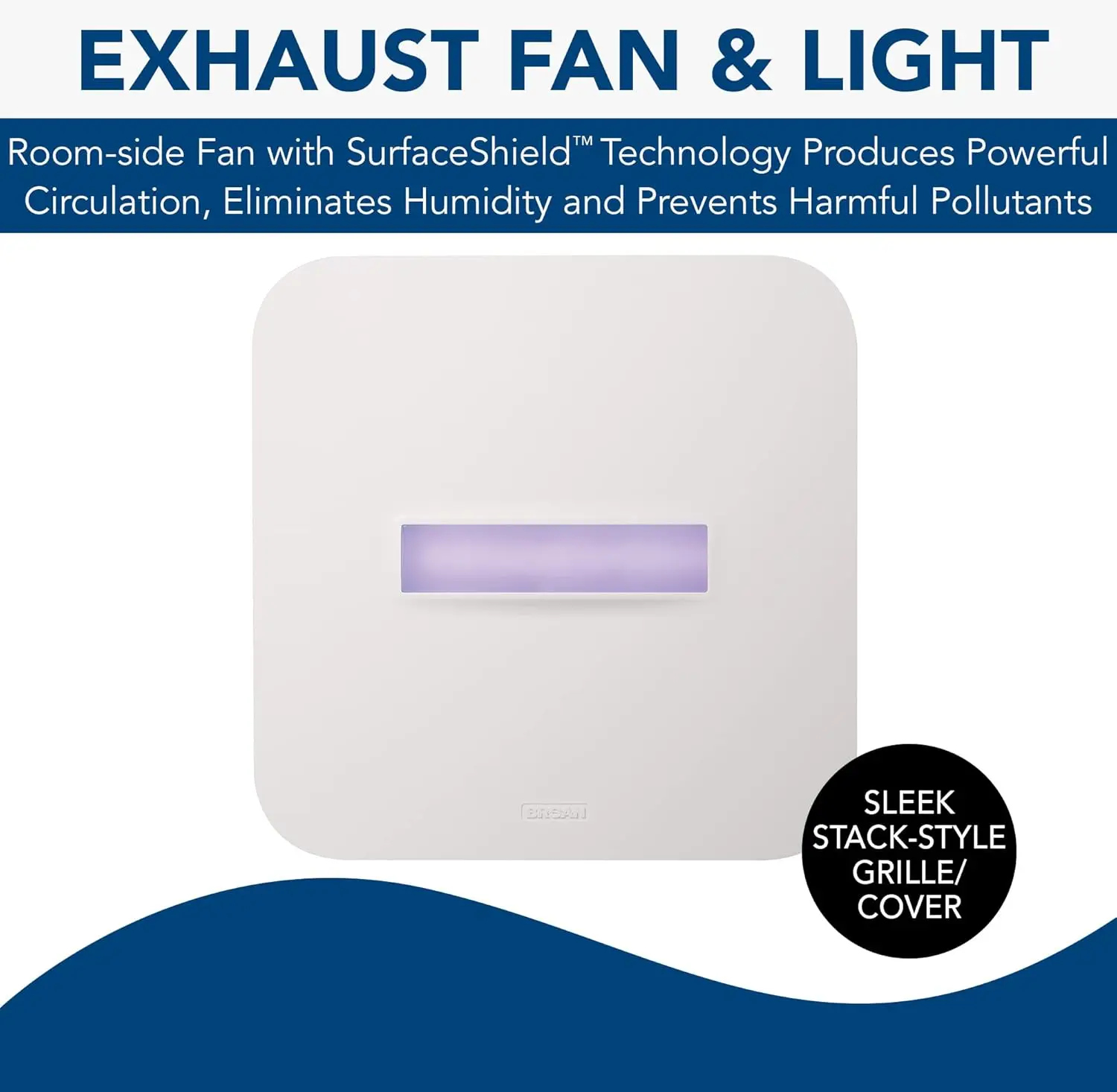 AR110LKVV SurfaceShield Vital Vio Powered Exhaust Vent LED White Light & Violet Light, 110 CFM, White