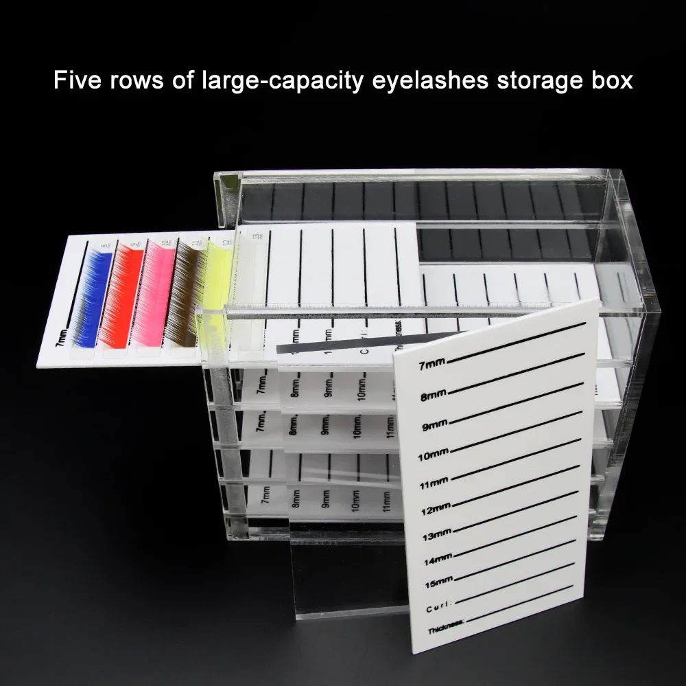 Multifunctional False Eyelashes Storage Box Organizer with 5 Layers Acrylic Pallet Lash Holder