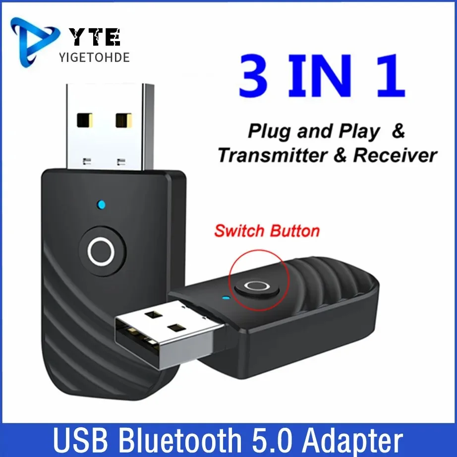 3 in 1 Wireless USB Bluetooth 5.0 Adapter Audio Receiver Transmitter 3.5mm AUX Adaptador For Car TV PC Computer Home Stereo