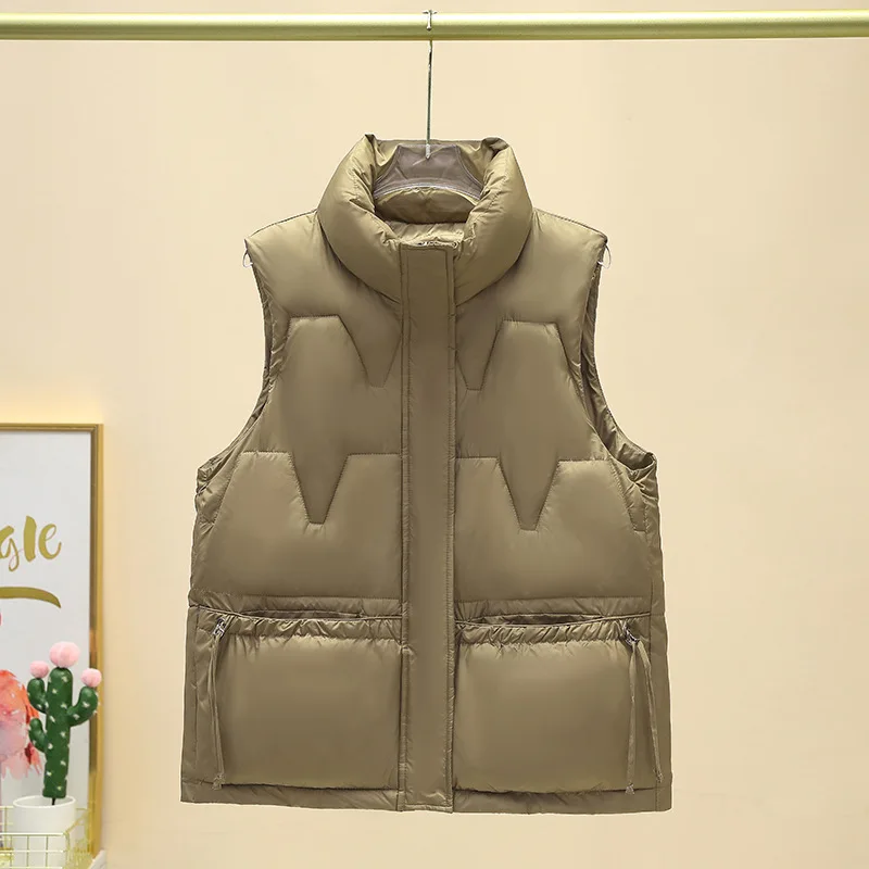 PinkyIsBlack New 2024 Autumn Winter Women Vest Solid Stand Collar Puffer Vest Jacket Female Sleeveless Cotton Winter Waistoat