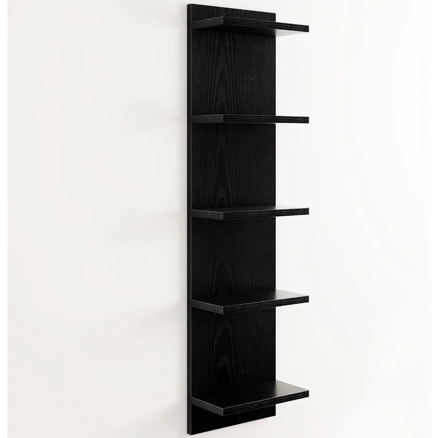 

5Tier Wall Shelf Unit 48 Tall Floating Storage Organizer for Bedroom Living Room and Home Dr Black Vertical Shelving Unit