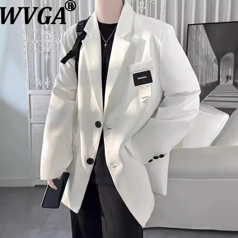 

WVGA весна осень новые мужские уличные костюмы с отложным воротником модные пиджаки нишевые шикарные повседневные пиджаки с длинными рукавами Ins W15370