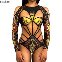 ワンピースの女性用水着,包帯スタイルの水着,アフリカのプリント水着,ハイカットのモノキニ,女性用ビーチウェア,2022