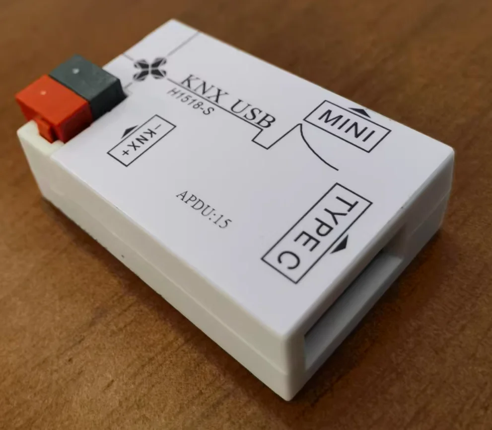 1 piece KNX USB interface KNX downloader has two types of USB ports: Type C and micro USB