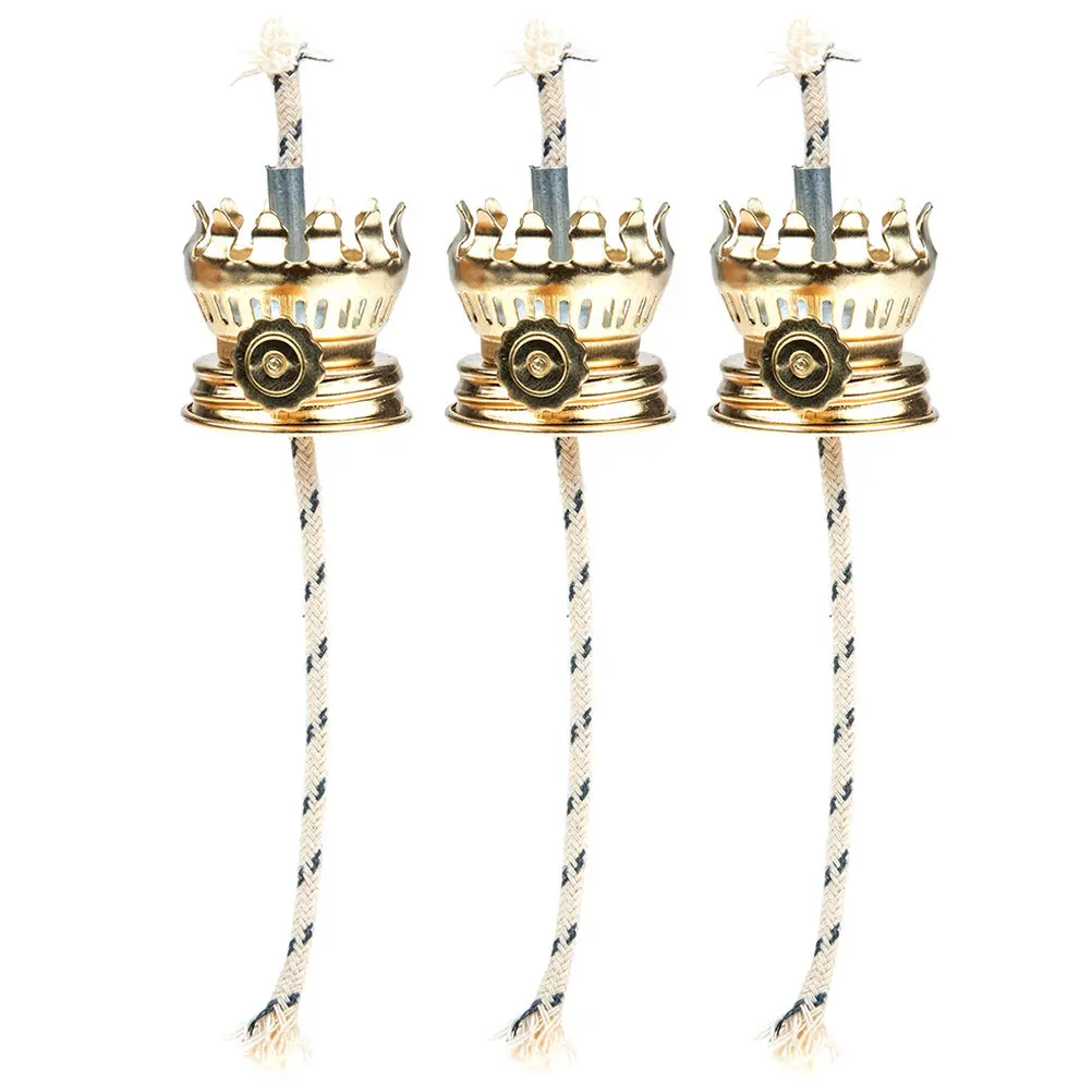 3 Sets Lamp Wick Holder Oil Lamp Parts Vintage Burner Replacement Metal Alloy Functional Lantern