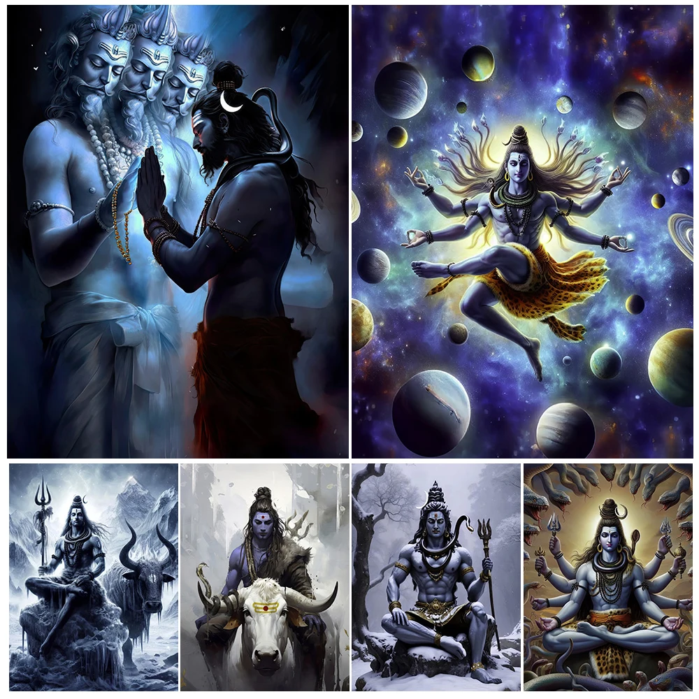 Religion Buddha Lord Shiva Ganesha Posters Wall Pictures For Living Room Nordic Poster Wall Art Canvas Painting Unframed