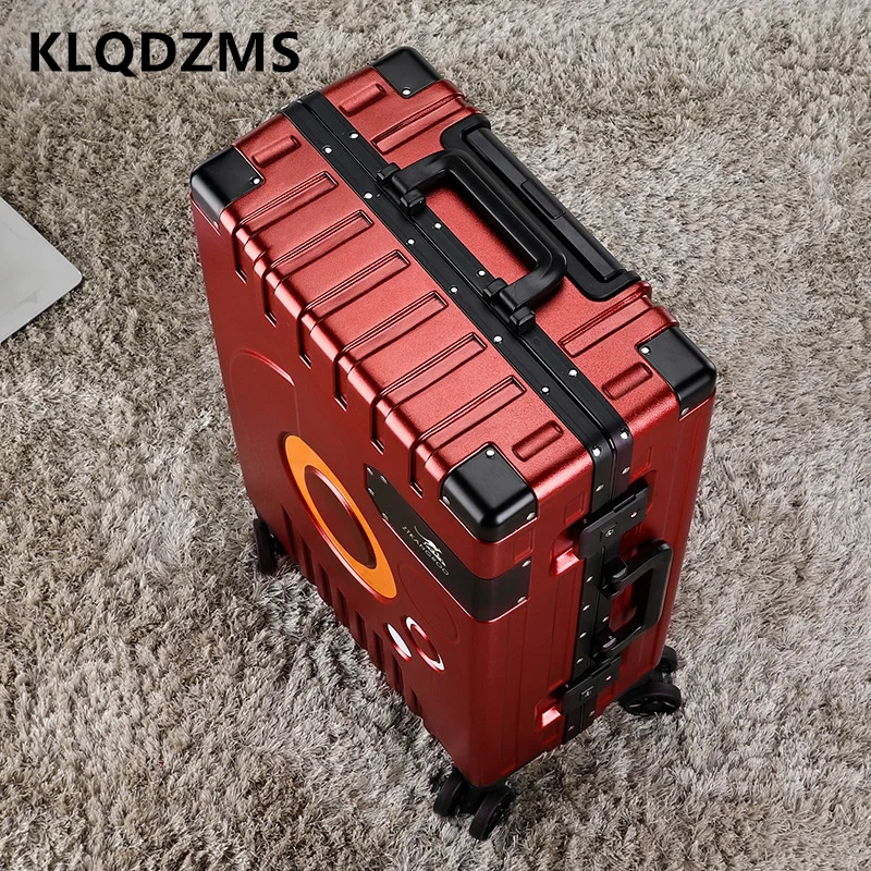 

KLQDZMS 24 "26" 28" ABS + чемодан для ПК с алюминиевой рамой, посадочный ящик 20 "22 дюйма, мужские сумки на колесиках, женский ящик для пароля, багаж