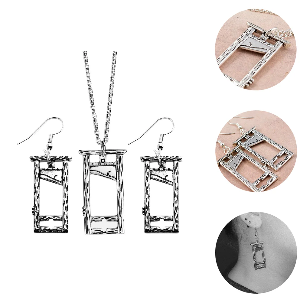 Fashion Earrings and Necklace Set Trendy Alert Alloy Hand Chain Bracelet Guillotine