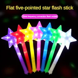 1pc LED Five Pointed Star Flashing Stick Light Up Flashing Wand Colorful Fluorescent Stick Princess Gift Party Birthday Supplies