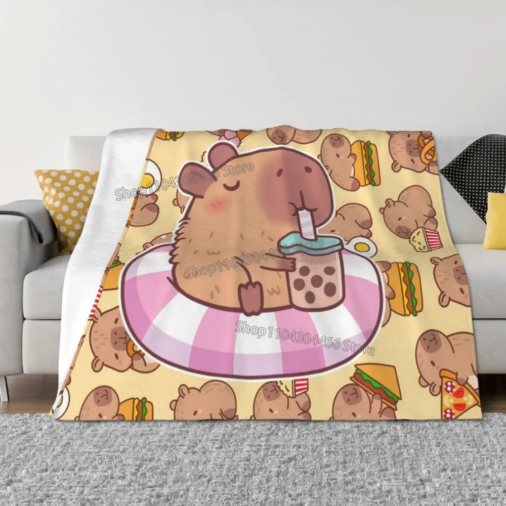 Multiple Sizes Capybara Blanket for Sofa,Bed,camping Warm Winter Blankets Anime Blanket Cartoon Home Decoration Supplies Gift