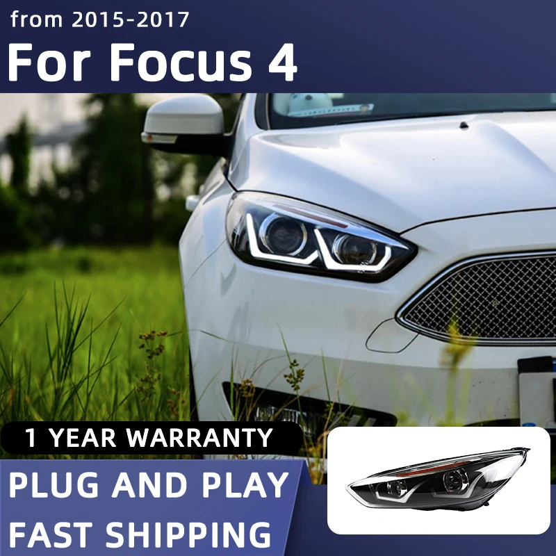 Car Styling Headlights for Ford Focus 4 LED Headlight 2015-2017 Head Lamp DRL Signal H7 D2H Hid Option Angel Eye Projector Lens