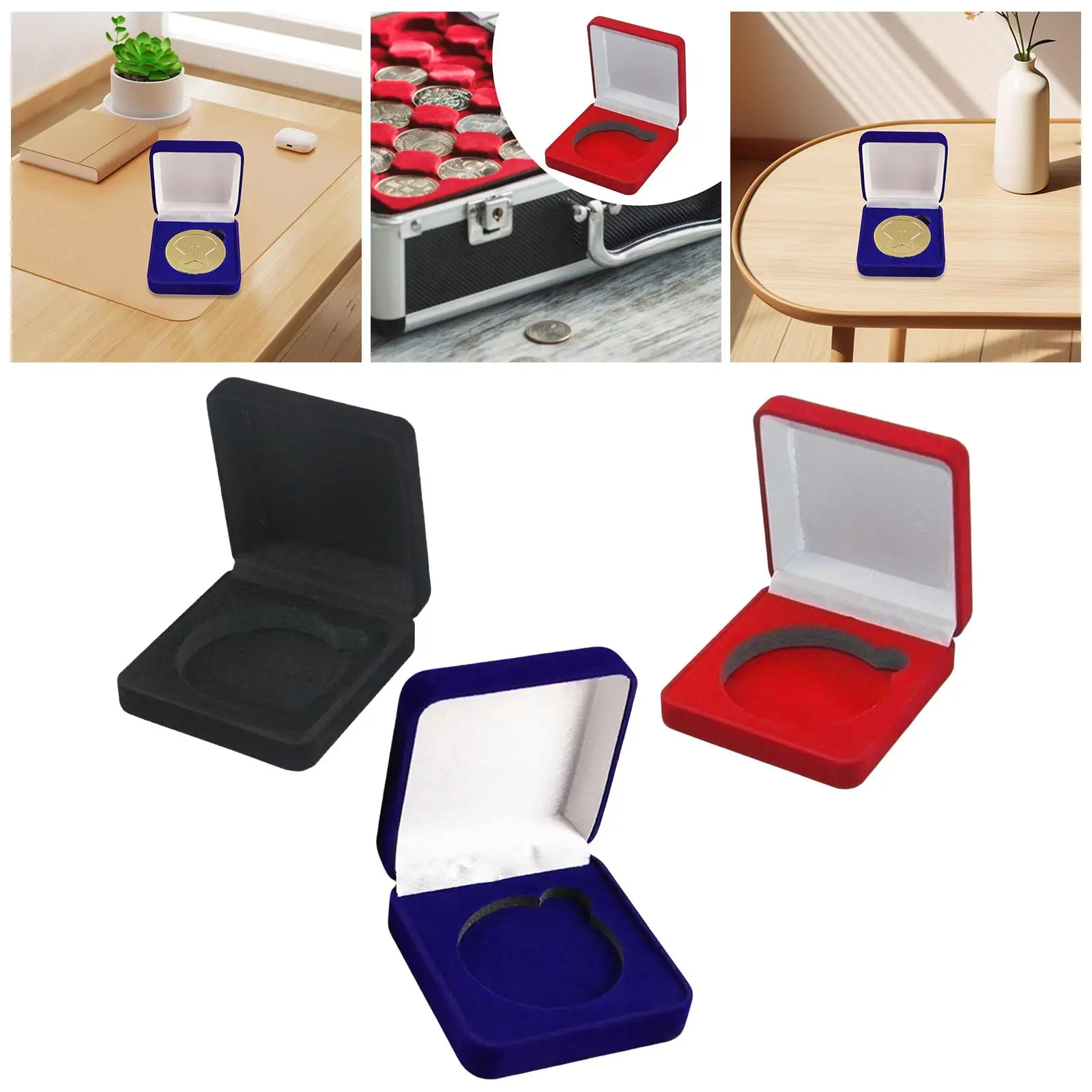 Velvet Coin Presentation Display Box Portable for Gifts Jewelry Souvenir