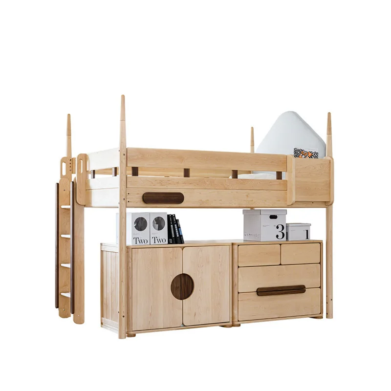 

Snow castle bed, solid wood bed, half-height slide bed, bunk , children