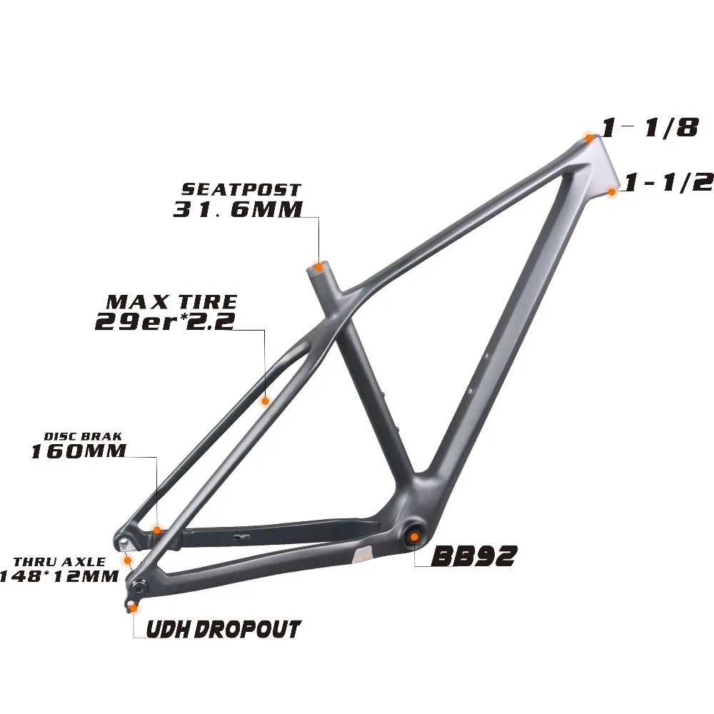 جديد HT MTB 29er إطار من الكربون دفعة إطار دراجة 29er * 2.2 التكيف مع UDH الخلفي Derailleur هاردتيل دراجة هوائية جبلية دراجة FM529 #5