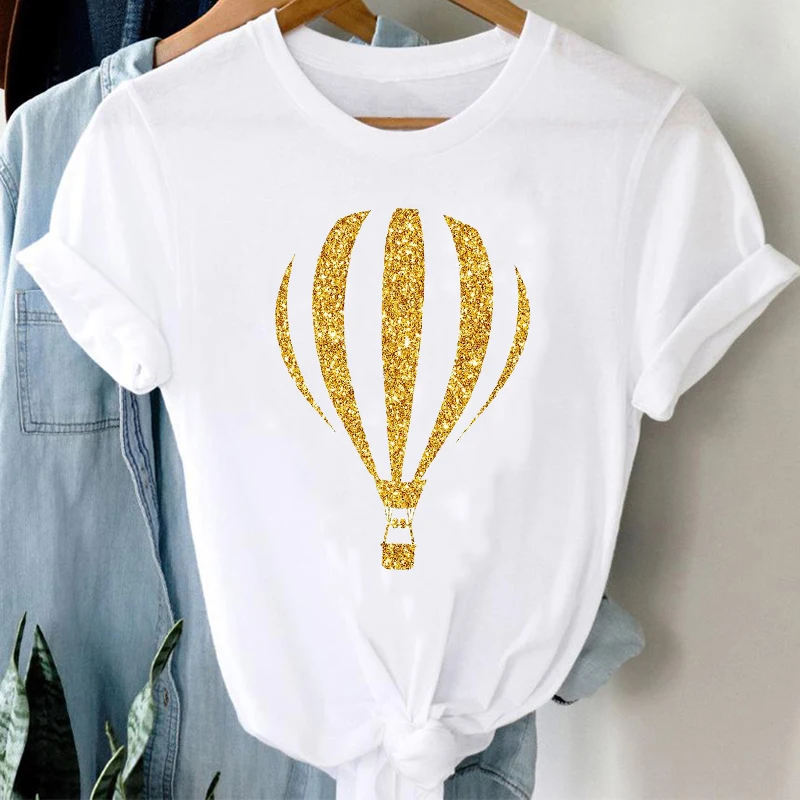 T-shirts Women 90s Hot Balloon Sweet Cute Ladies Spring Summer Trend Graphic Tshirt Top Lady Print Travel Tee T-Shirt