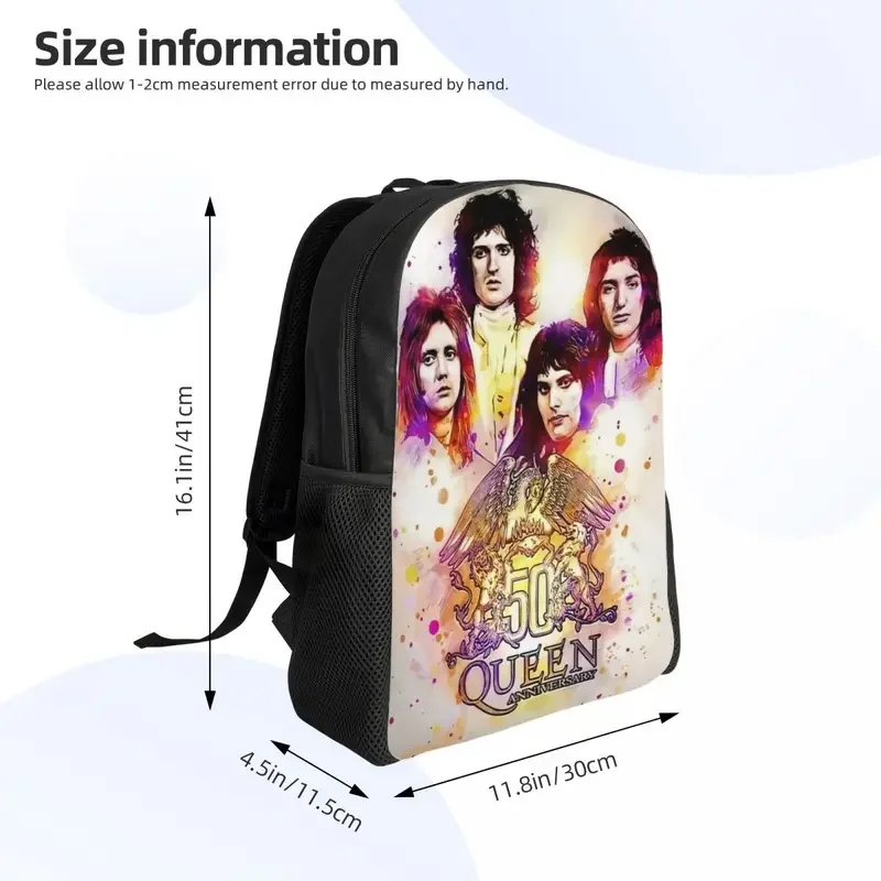 Freddie Mercury Queen Band mochila de dibujos animados para hombres y mujeres, bolsa escolar universitaria impermeable, bolsa de libros estampada