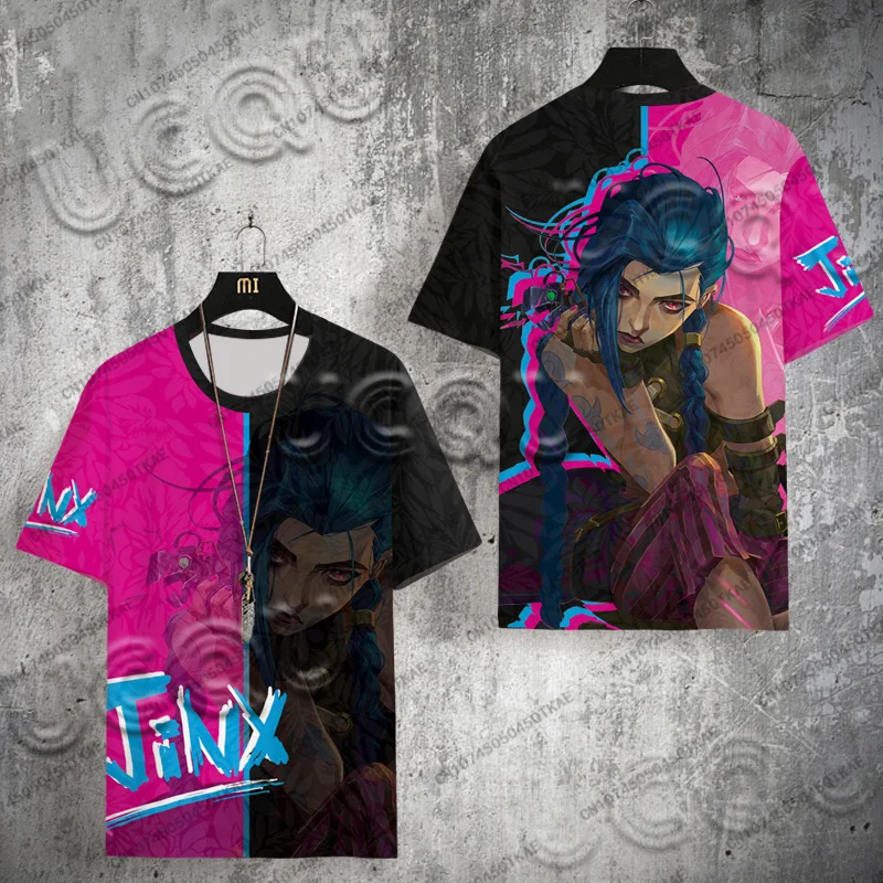 Arcane Jinx T Shirt Anime Cosplay Tees Women Men Unisex Grunge Aesthetic Short Sleeve Tee 3D Full Printing Summer Streetwear Top