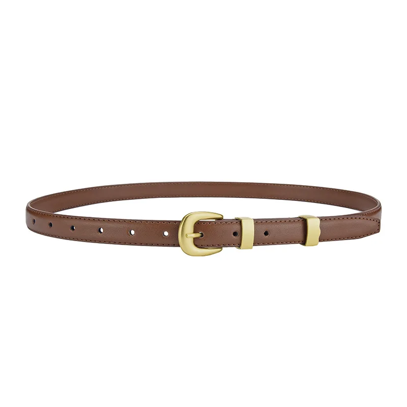 Ceinture en cuir de vachette véritable pour femme, ceinture polyvalente, décoration de mode, ceinture en jean simple, nouveau, 2023