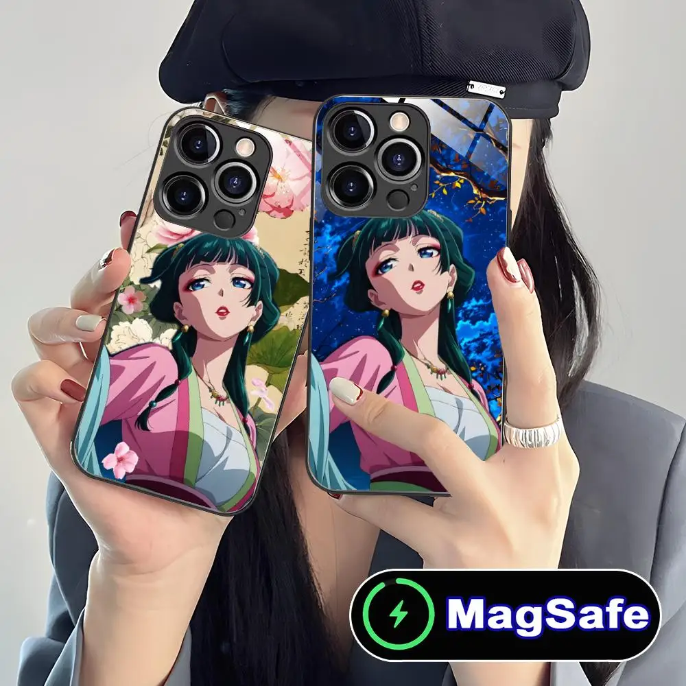 일기장 쿠수리야 마오마오 아이폰 16 15 14 13 12 11 프로 맥스 플러스 미니용 마그세이프 글라스 컬러 보호 케이스 예쁜 럭셔리