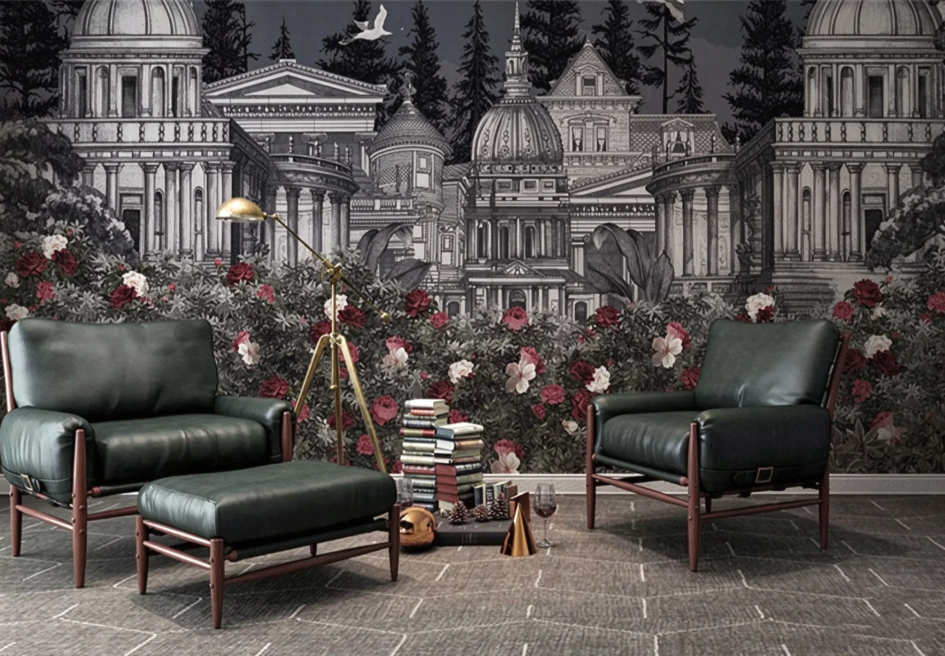 Rose Castle Wallpaper Palace Retro Luxury Wallpaper American Living Room TV Background Wall Custom Mural