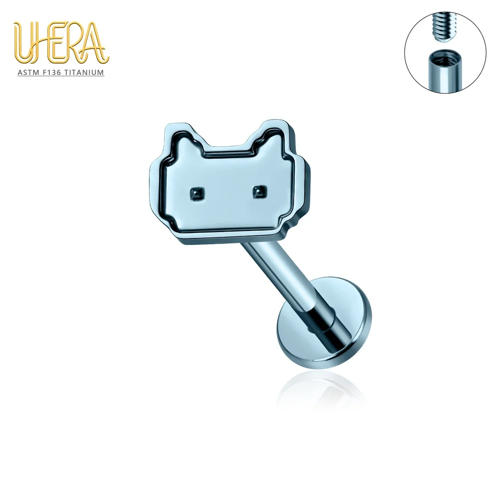 ASTM F136 G23 Titanium Pixel Graphic Labret Stud Internally Thread Tragus Helix Cartilage Ear Lip Body Piercing Jewelry image 3